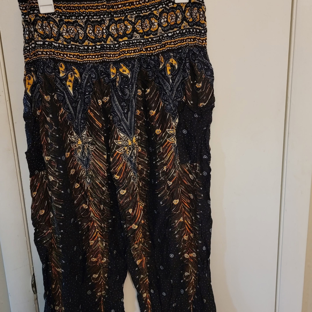 Bohemian Black and Orange harem pants